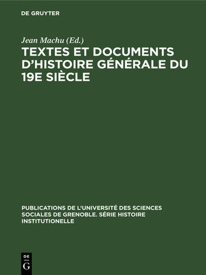 cover image of Textes et documents d'histoire générale du 19e siècle